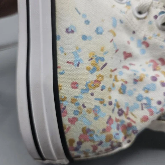 Converse High Top Flower Confetti Shoes Sneakers Size Women's 9 Mens 7 - Picture 12 of 16